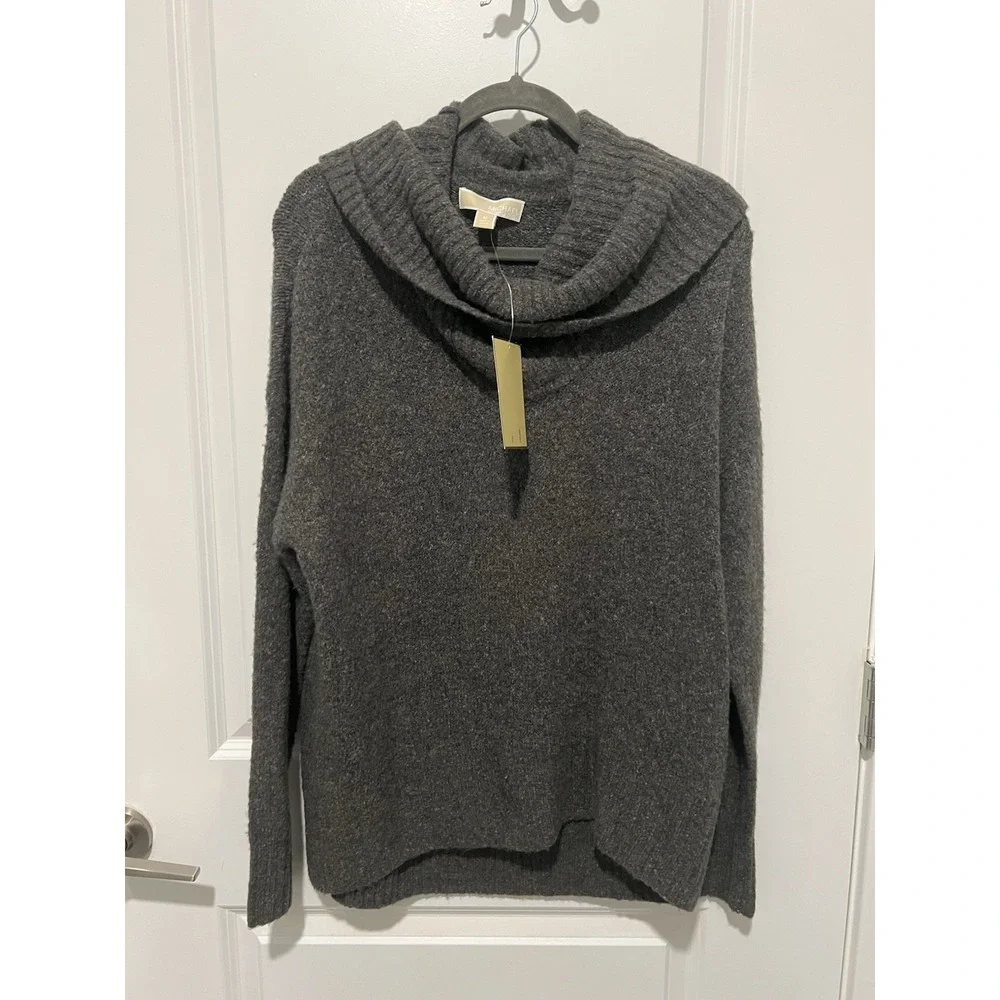 Michael Kors‎ Women's Wool-Blend Cowlneck Sweater Gray Size Medium NWT $89.50